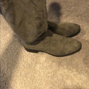Gray Knee High Boots.